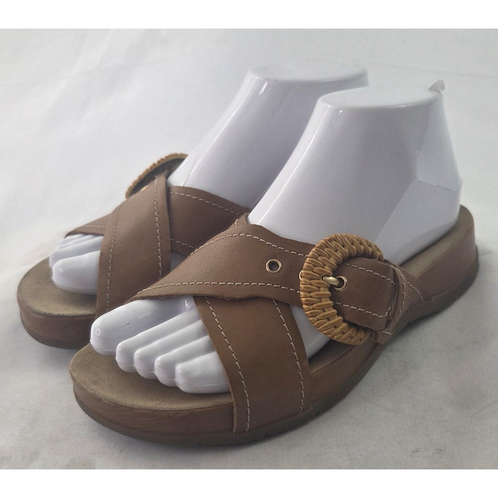 Clarks Collection Sandals Womens 7 Brown Leather Buckle Comfort Boho 70s Revival